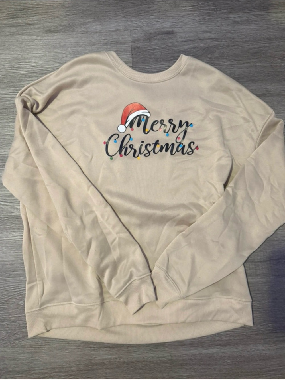 Cream Merry Christmas Graphic Crewneck Sweatshirt